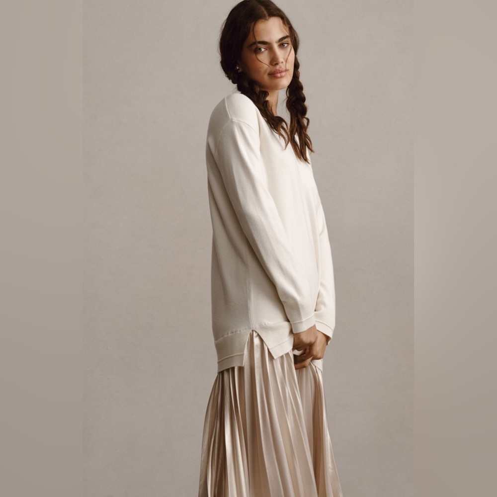 Anthropologie Long-Sleeve Crew Neck Mockable Pleated Maxi Jumper Dress - Picture 6 of 14